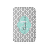 Gray Aqua Elegant Pattern Monogram Badmat (Voorkant Verticaal)