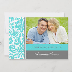 Gray Aqua Foto Wedding Vow Renewal Uitnodiging