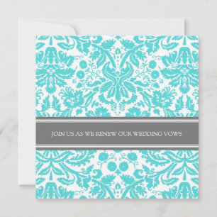 Gray Aqua Wedding Vow Renewal Uitnodiging