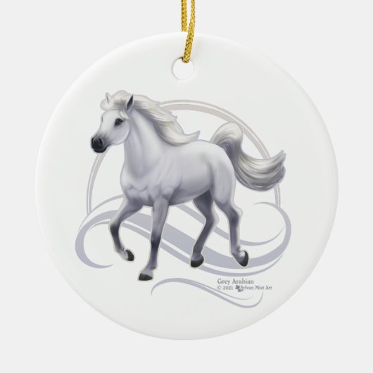 Gray Arabian Horse Keramisch Ornament (Voorkant)