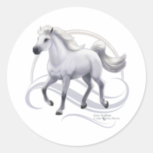Gray Arabian Horse Ronde Sticker