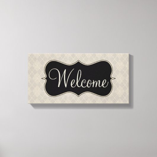 Gray Argyle Welcome Sign Canvas Art (Voorkant)