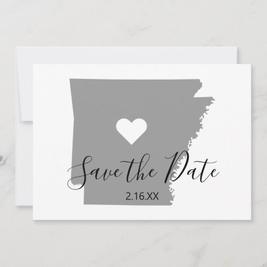 Gray Arkansas Map Shape Save The Date (Voorkant)