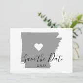 Gray Arkansas Map Shape Save The Date (Staand voorkant)