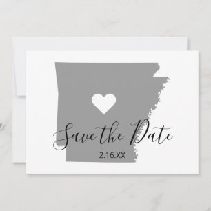 Gray Arkansas Map Shape Save The Date
