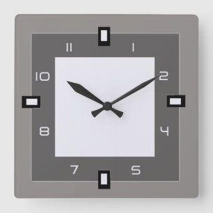 Gray Art Deco Vierkante Klok