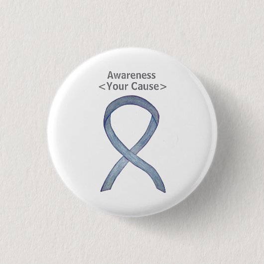 Gray Awareness Ribbon Custom Messs Button Pin (Voorkant)