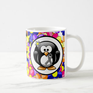 Gray Awareness Ribbon Penguin Koffiemok