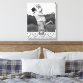 Gray Aztec Pattern | Foto met monogram Canvas Afdruk (Insitu (Slaapkamer))