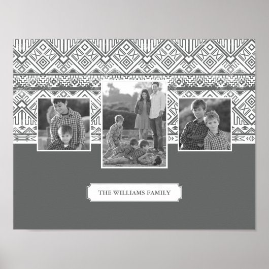 Gray Aztec Pattern | Foto's en tekst van de famili Poster (Voorkant)