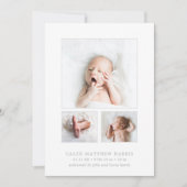Gray Baby Boy Foto Collage Simple Birth Aankondiging (Voorkant)