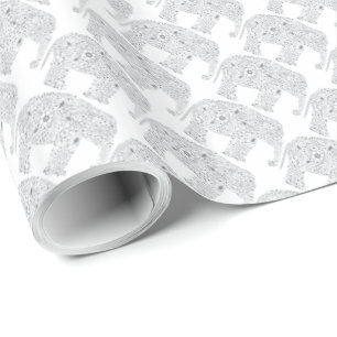 Gray Baby Love Elephant Gift Wrap Cadeaupapier