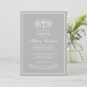 Gray Baptism Invitation Kaart (Staand voorkant)