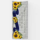 Gray Barn Wood Navy Blue Sunflower Rustic Wedding Spandoek (Verticaal)