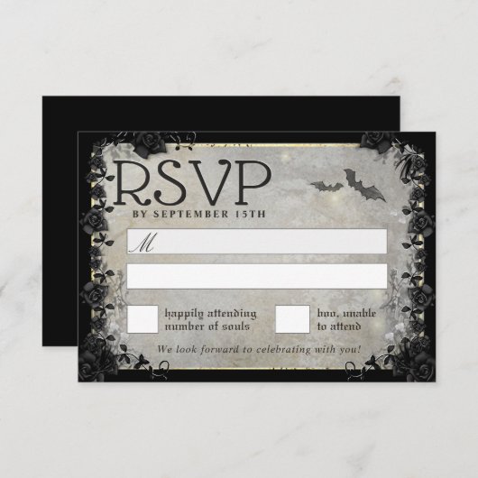 Gray Bats Gothic Matching RSVP-kaart RSVP Kaartje (Voorkant / Achterkant)