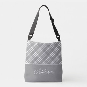 Gray Big Pset en Stripe Crossbody Bag Tas