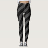 Gray Black Big Diagonal Stripe Patroon Leggings (Voorkant)