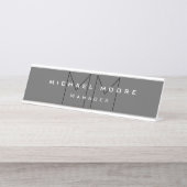 Gray Black Bold Monogram Modern minimalist Bureau Naambordje (Voorkant)