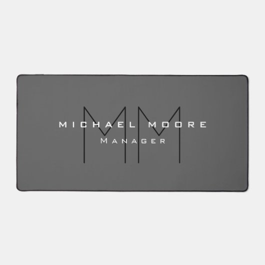 Gray Black Bold Monogram Modern minimalist Bureaumat (Voorkant)