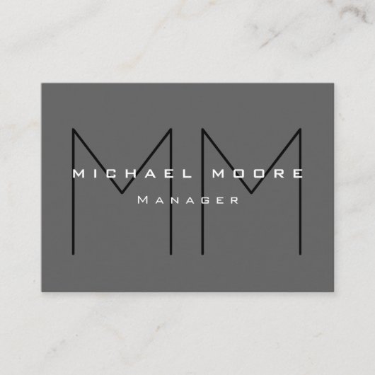 Gray Black Bold Monogram Modern minimalist Visitekaartje (Voorkant)