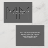 Gray Black Bold Monogram Modern minimalist Visitekaartje (Voorkant / Achterkant)