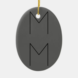 Gray Black Bold Monogram Moderne Initialen Keramisch Ornament