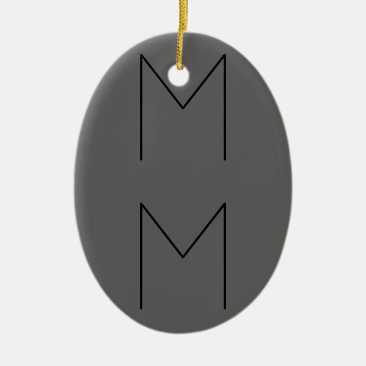 Gray Black Bold Monogram Moderne Initialen Keramisch Ornament (Voorkant)
