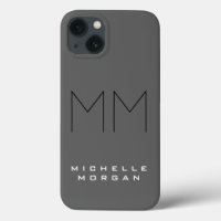 Gray Black Bold Monogram Moderne Minimale Naam