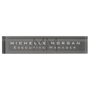 Gray Black Bold Monogram Moderne Minimale Naam Naambordje