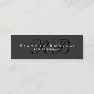 Gray Black Calligraphy Monogram Visitekaartje