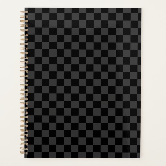 Gray Black Checkered Checkerboard Planner (Voorkant)