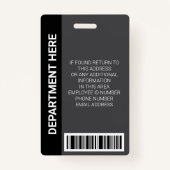 Gray Black Corporate Employee Photo ID Badge (Achterkant)