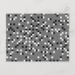 Gray, Black en White Square Stippen Pattern. Briefkaart
