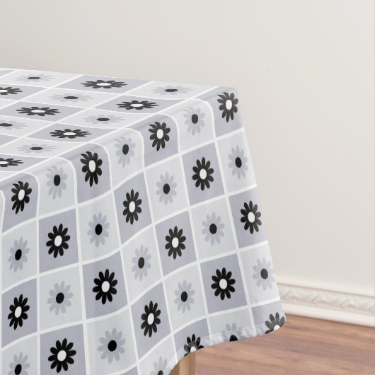 Gray/Black Floral Pattern Tablecloth Tafelkleed (Voorbeeld)