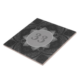 Gray Black Floral Pencil Pattern Wall Tile House Tegeltje