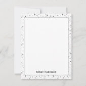Gray - Black Marble Chips Terrazzo Pattern Frame Notitiekaartje (Voorkant)