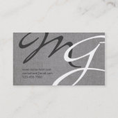 Gray Black Modern Monogram Linen Visitekaartje (Achterkant)
