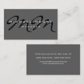 Gray Black Monogram Trendy Modern Visitekaartje (Voorkant / Achterkant)