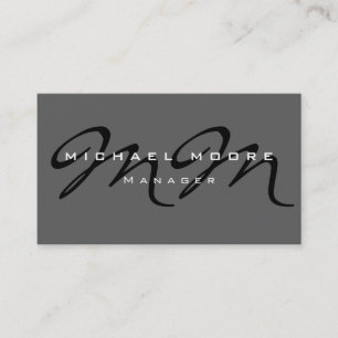 Gray Black Monogram Trendy Modern Visitekaartje