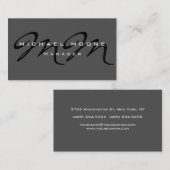 Gray Black Monogram Trendy Modern Visitekaartje (Voorkant / Achterkant)