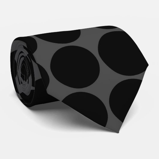 Gray Black Polka Dots Pattern Stropdas (Opgerold)