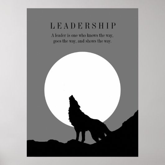 Gray Black Pop Art Leadership Wolf Howling Poster (Voorkant)