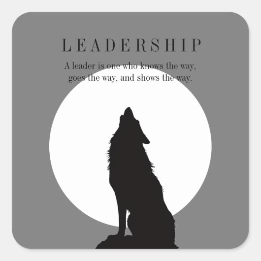 Gray Black Pop Art Leadership Wolf Howling Vierkante Sticker (Voorkant)