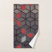 Gray Black Red Cubes Silver Bad Handdoek (Handdoek)