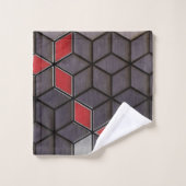 Gray Black Red Cubes Silver Bad Handdoek (Wasdoekje)