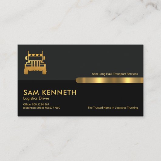 Gray Black Retro Columns Logistics Trucking Visitekaartje (Voorkant)