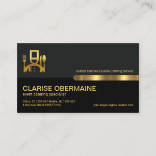 Gray Black Retro Kolommen Gold Line Food Restauran Visitekaartje