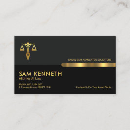 Gray Black Retro Kolommen Juridisch Advocaat Visitekaartje
