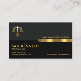 Gray Black Retro Kolommen Juridisch Advocaat Visitekaartje