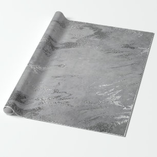 Gray Black Silver Grahite Marble Shiny Glam Cadeaupapier